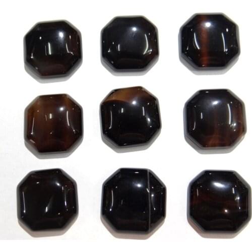 Fashion12Pcs/lot natural Black agates stone square beads no holes mixed charm 18x18mm cabochon beads for DIY accessories jewelry