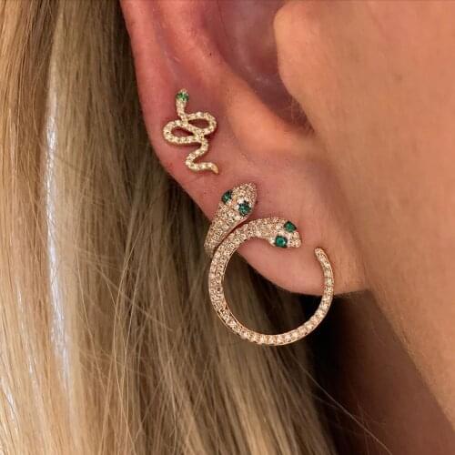 Fashion Delicate Snake Stud Earring Women Dreamtop Mini CZ Punk Animal Earring for Women Jewelry European Summer Style Accessory