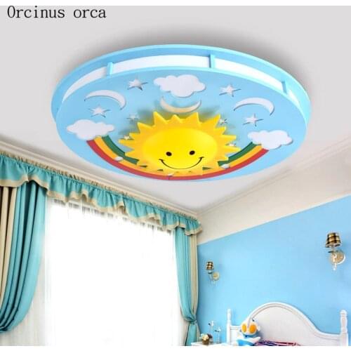 Cartoon sun ceiling lamp childrens room boy bedroom kindergarten lamp modern simple and creative LED smiling face ceiling lamp