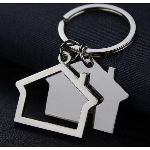 New House Shaped Keychains Creative Fashion Cute Metal Women Men Bag Car Pendant Key Ring Gift