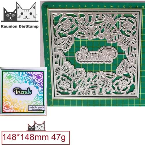 New Design Craft Metal Die Cuts Friends Flowers Background Frame Cutting Die Scrapbook Album DIY Paper Card Embossing Stencils