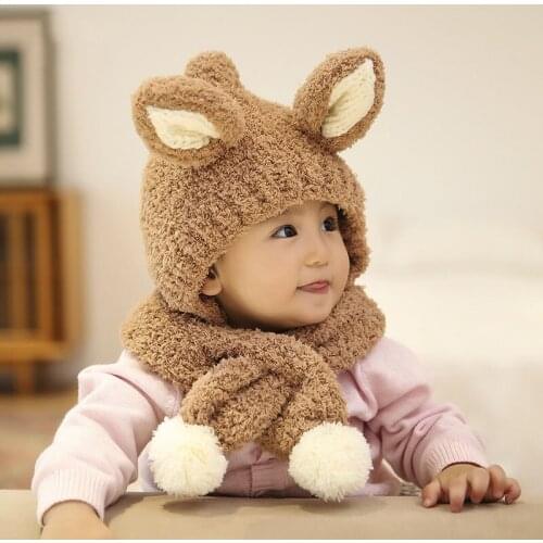New Baby Boys Girls Rabbit Ears Hats Toddler Baby Winter Hat Lamb Wool Baby Windproof Caps for Children Baby Bunny Beanie Hats