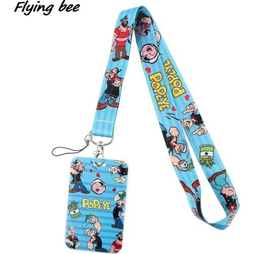 Flyingbee X1667 Strong Sailor Cartoon Lanyard Card Holder Student Hanging Neck Phone Lanyard Badge Subway Access Card Holder