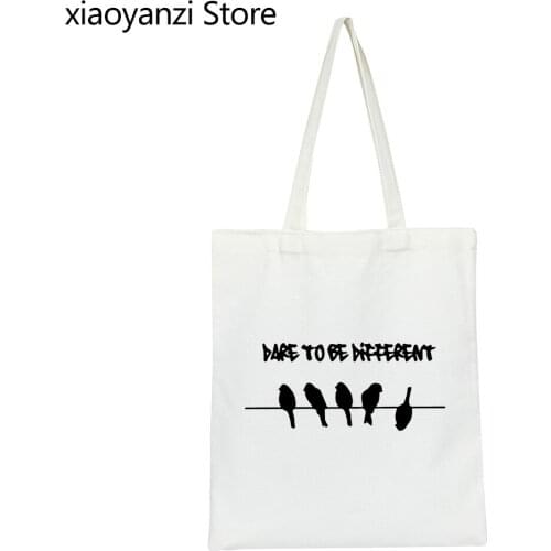 Be Different Unique Look Women Men Shoulder Bags Homme Funny Birds Print Streetwear Fashion Brand Eco Reusable Shopping Bags