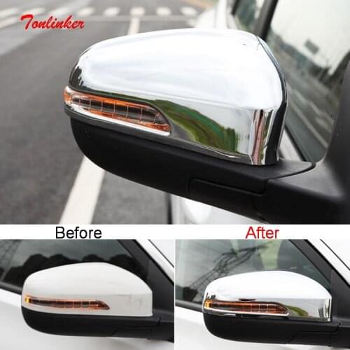 Tonlinker Cover Case Stickers for KIA KX5 2016 Accessories 2 PCS Car Styling ABS Chrome Rear view mirror rain eyebrows