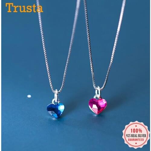 Trustdavis Real 925 Sterling Silver Fashion Sweet Romantic Heart Clavicle Necklace For Women Wedding Party S925 Jewelry DA1519