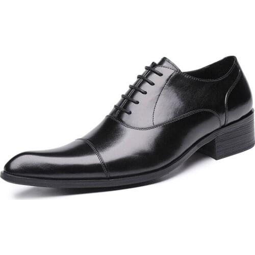 Men Oxford Dress Shoes Fashion Pointed Toes Solid Color Footwear for Men Leather Lace Up Dress Shoes Men Business Office Shoes