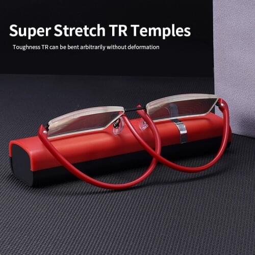 Comfy Light Half Frame Reading Glasses TR90 Resin HD Foldable Presbyopic Glasses Unisex For Women&Men Fashion with Eyewear Case