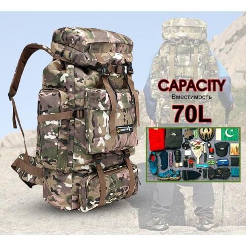 70L Outdoor Backpack Molle Military Tactical Backpack Rucksack Men Sports Bag Waterproof Camping Hiking Backpack For Travel