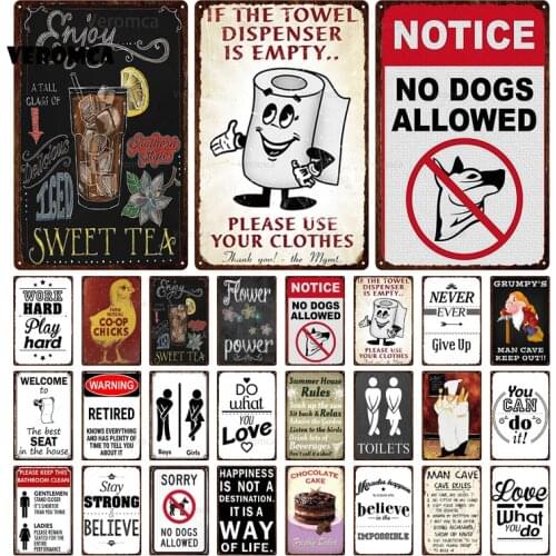 Notice Tin Sign Warning Vintage Metal Sign Family Rule Retro Plates Plaque Sign Metal Wall Poster for Bathroom Home Decor
