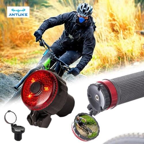 Bike Mirror Bicycle Handlebar Rearview Mirror with Bike Warning Light Rotate MTB Bike Cycling Rearview Mirror Bike Accessories