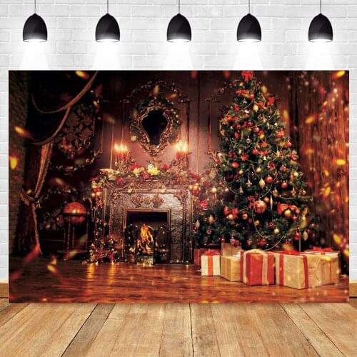Yeele Christmas Background Gift Box Fireplace Light Spot Board Backdrop Photography Baby Birthday Party Photo Studio Photophone