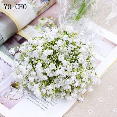 YO CHO Wedding Bouquet Flowers Artificial Babys Breath Sister Wedding Bouquets Fake Babys Breath Bud Home Decoration Flowers