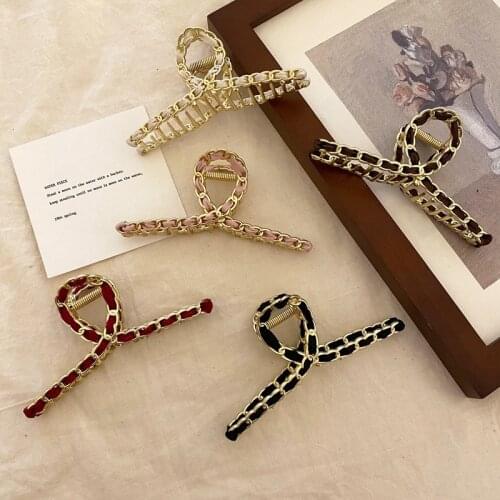 Korean simple chain catch clip ins net red back head catch clip girl temperament hairpin shark clip bundle hairpin hair new hair