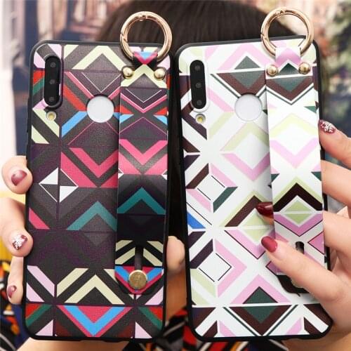 Square Geometric Cover For Huawei P40 P30 P20 Mate 30 20 Honor 10 Lite 20 Pro 8X 10i 20i P Smart Y9 Prime 2019 Wrist Strap Cases