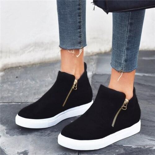 2021 New Fashion Ankle Boots Women Autumn Winter Zipper Style Short Boots Shoes Ladies Flat Shoes Woman