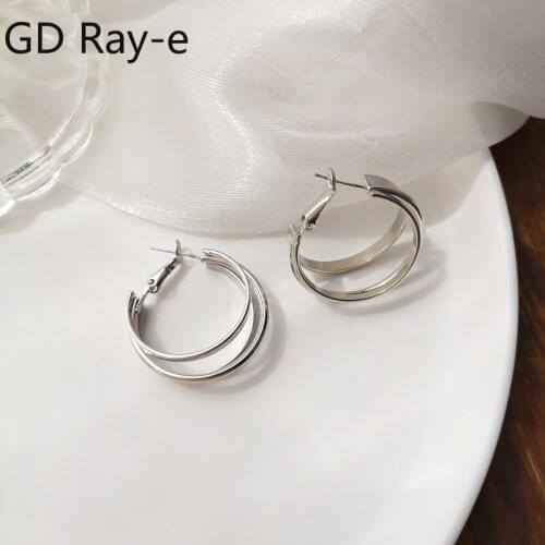 Womens Gold Metal Multilayer Hoop Earrings New Fashion Earrings in 2021 1586