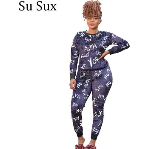 Letter Print Two Piece Set Women Outfits 4XL 5XL Plus Size Long Sleeve Top&Pencil Pants Set Casual Tracksuit Vestidos 2020 Autum