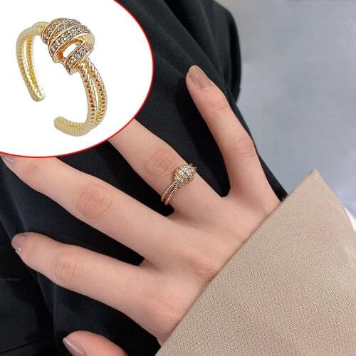 Golden Copper Metal Cool Adjustable Rings For Women Men Jewelry Accessories 2021 New Trendy Simple Good Gift