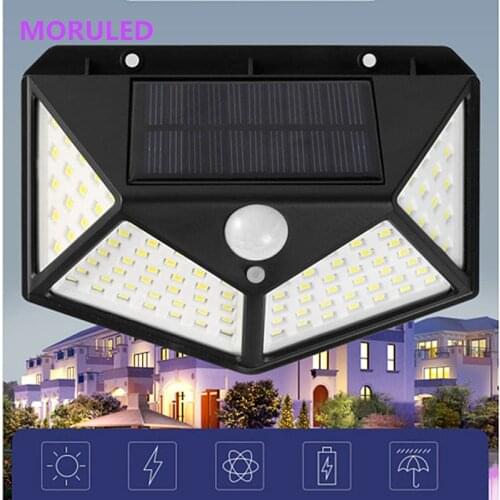 1-8 pcs 100 LED Outdoor Solar Light PIR Motion Sensor Wall Light Waterproof Solar Lamp Solar Powered Sunlight Garden Decoration