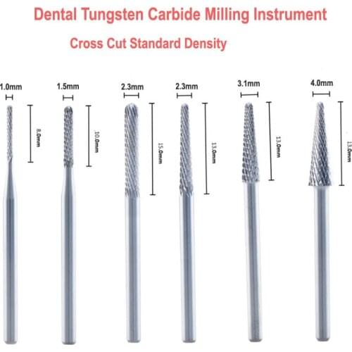 1PC Dental Lab Tungsten Carbide Milling Instrument Burs Cross Cut Standard Density Grinding For Refining Lab Implant Shoulder