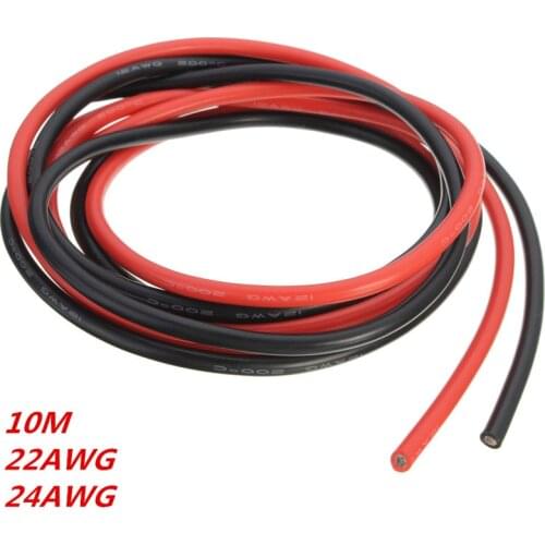 10M Two Wires 22/24AWG Silicone Wire 5M black+5M red SR Wire Flexible Stranded Copper Electrical Cables