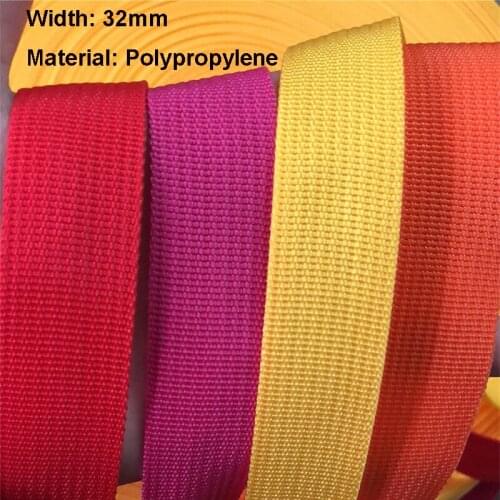 100 Yards 32mm PP Webbing Ribbon Polypropylene Multi-color For Bag Belt Backpack Strap DIY Sewing Dog Pet Collar Leash Harness