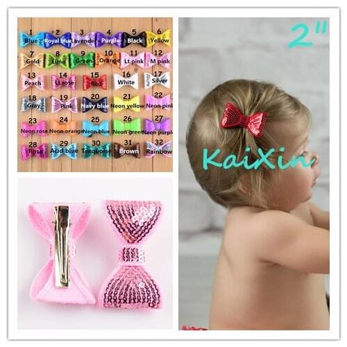 15pcs/lot 2 inch Embroidery Sequin Bows With Clips Knot Applique Boutique Hair Bows Accessories for Girl and Women FC36
