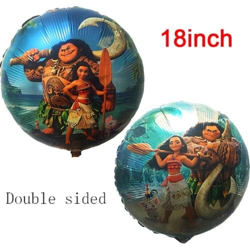 18inch round Moana Balloons Cute Princess Aluminum Foil Balloons Birthday Party Decorations Party Supplies Kids toys 1pcs/lot