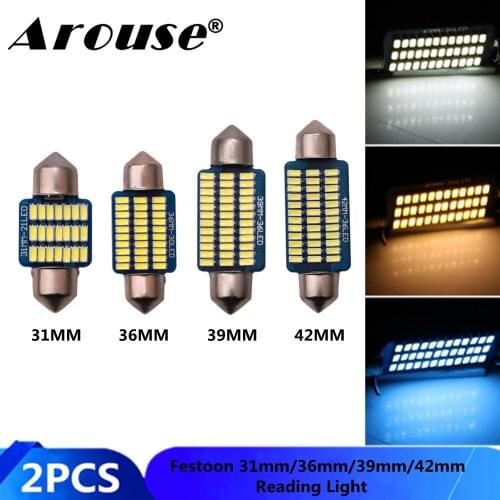 2PCS 720LM 3014 SMD LED Canbus Festoon 31mm 36mm 39mm 42mm for car Bulb Interior Reading Light License Plate Lamp Free Error