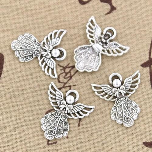 8pcs Charms Guardian Angel 26x23mm Antique Making Pendant fit,Vintage Tibetan Bronze Silver color,DIY Handmade Jewelry