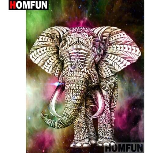 HOMFUN Full Square/Round Drill 5D DIY Diamond Painting "Elephant" Embroidery Cross Stitch 5D Home Decor Gift A00538