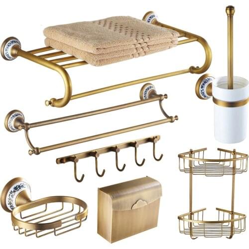 Antique Bathroom Set Accessories Ceramics Brass Bathroom Hardware Set Wall Mounted Bathroom Sets Kit Toilet Accessories