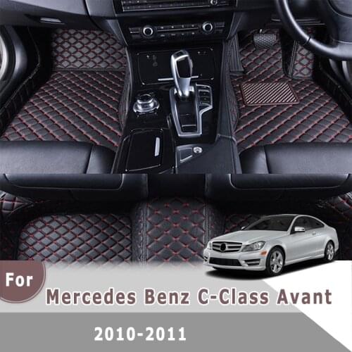 RHD Car Floor Mats For Mercedes Benz C-Class Avant 2011 2010 Leather Custom Carpet Car Interior Accessories styling Foot Pads