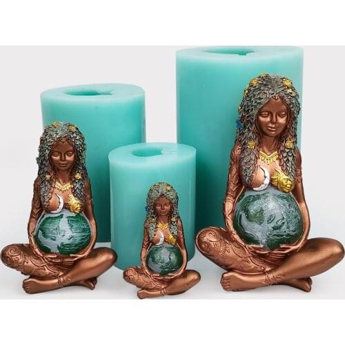 3D Greek Goddness Pregnant Woman Gaia Mother Earth Silicone Mold Candle Plaster Resin Mould DIY Aroma Household Craft Tools
