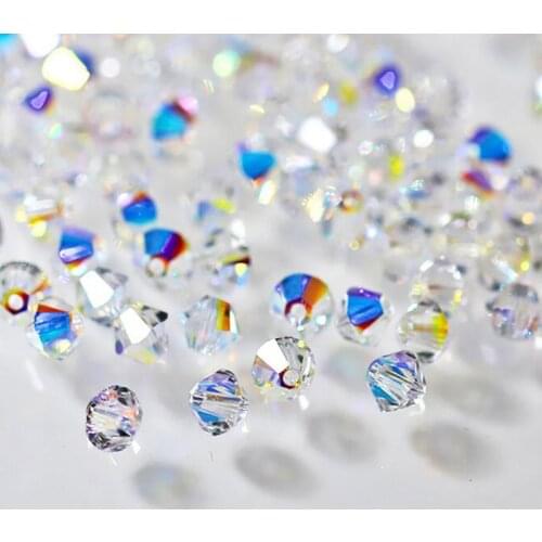 3/4/5/6/8MM Glass Garment Beads White AB Faceted Loose Beads for DIY Craft Making DIY Apparel Spacer Beads Sewing Accessories