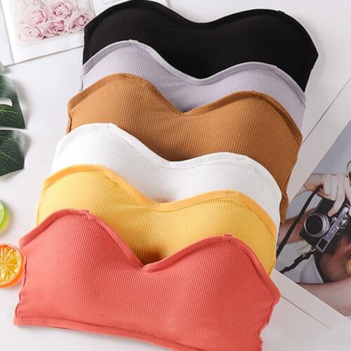 Women Seamless Tube Top Invisible Bra Sexy Lingerie Brassiere Padded Bra Bandeau Tube Top Strapless Push Up Crop Tops