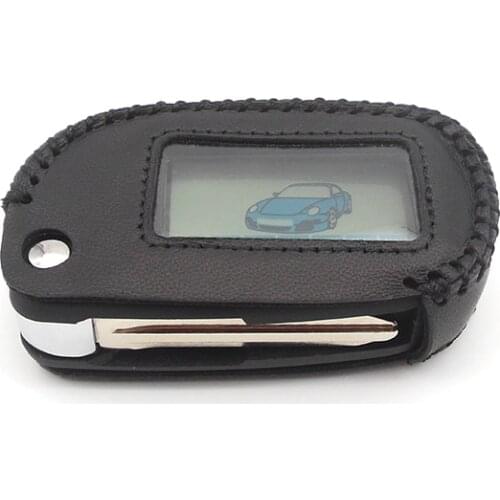 Hot sale A91 uncut blade fob case cover with glass +Leather case for starline A91 B6 A61 B9 folding car flip remote