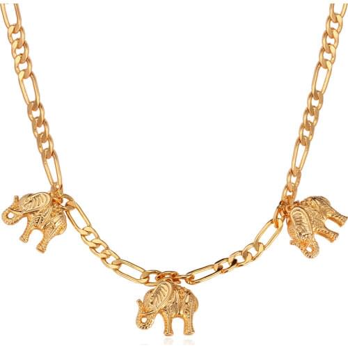 Collare Trendy Lovely Elephant necklace Jewelry For Women Fashion Figaro Chain Gold Color Charm Necklace Women N114