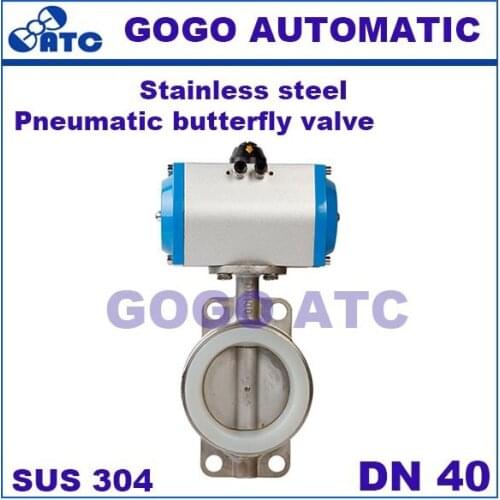 D671X-16 stainless steel 304 DN 40 mm Pneumatic butterfly valve Wafer type Sealed butterfly valve Silicone butterfly valve