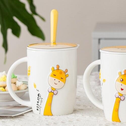 Lovely Giraffe Ceramic Cups For Kids 3D Kawaii Cartoon Animal Milk Mug Large Capacity Cute Hand Painted Water Cup Festival Gift