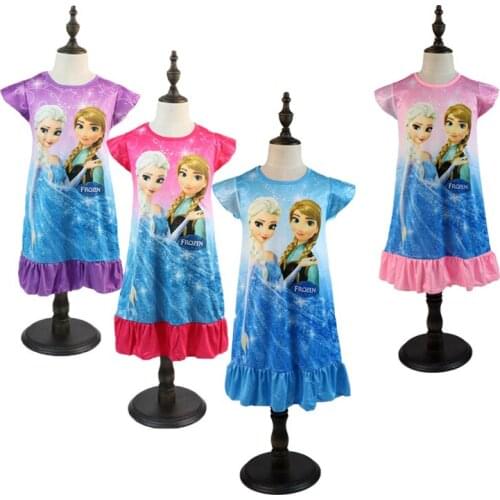 Children Dresses Snow Queen Frozen Anna Elsa Olaf Baby Girls Dress Night Gown Pajamas Kids Sleepwear Pyjamas Clothes Costumes