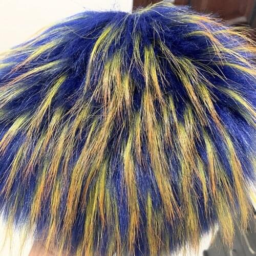 Long Pile 5-7cm Imitation Yellow Dyed Tip Fox Fur Plush Faux Blue Fur Fabric DIY Shoes Coat Collar Vest Pillow Toy 180CM*50CM