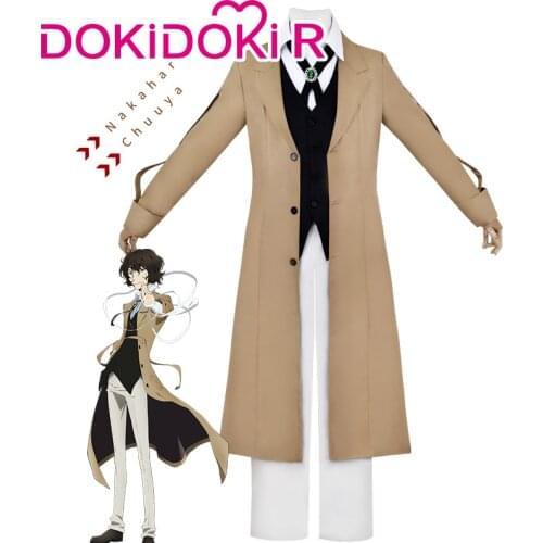 DokiDoki-R Anime Bungo Stray Dogs Dazai Osamu Cosplay Costume With Wig Bungo Stray Dogs Cosplay Dazai Osamu Costume