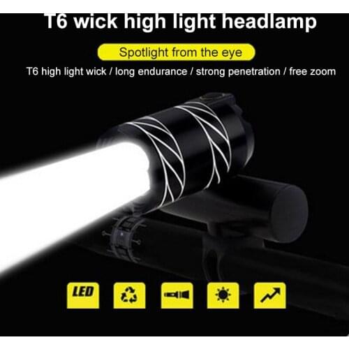 Bicycle Headlight USB Rechargeable Handlebar Light Night Riding Lighting Strong T6 Zoom T6 Night Riding Flashlig 360 Rotatable