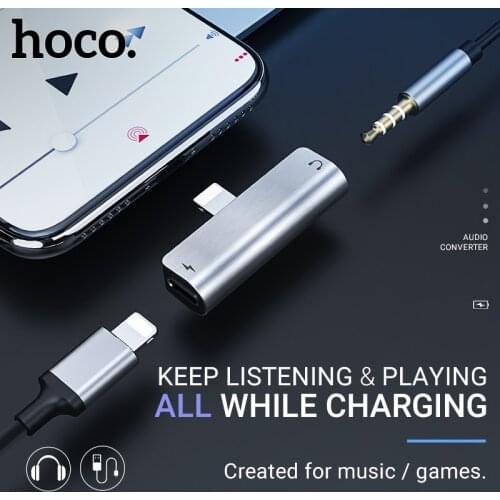 Hoco audio converter for lightning to 3.5 mm headphones adapter for iphone earphones dongle aux jack charging music adapter