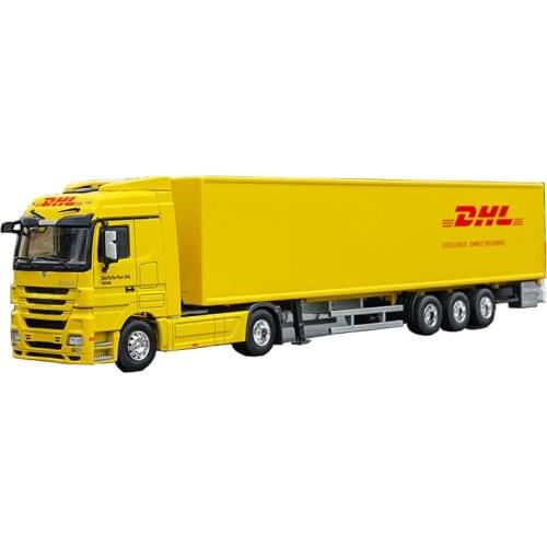 Diecast 1:50 Metal DHL Trailer Container EVERGREEN Cargo Logistics Truck Model Toy Alloy Engineering Vehicle Collection Gift