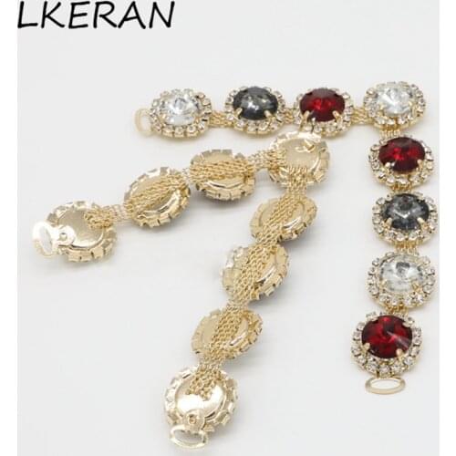 LKERAN New 1pc Tricolor Crystal Shoes Connectors/Bikini Buckle Accessories for DIY flip-flops shoes Decoration Embellishment