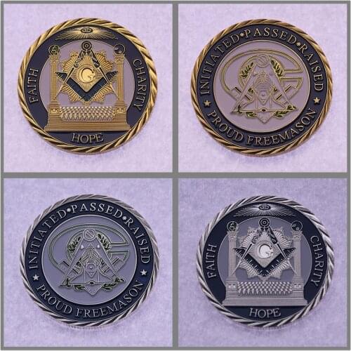 Masonic Freemason Freemasonry Faith Hope Charity Challenge Coin Token Metal Crafts Gift Collection