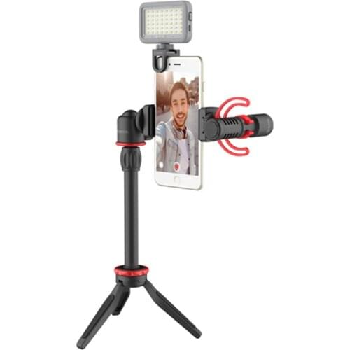 BOYA BY-VG350 BY-VG330 VG350 Microphone Mic LED Light Tripod Phone Clip Holder Kit for Smartphone Vlog Live Studio Video